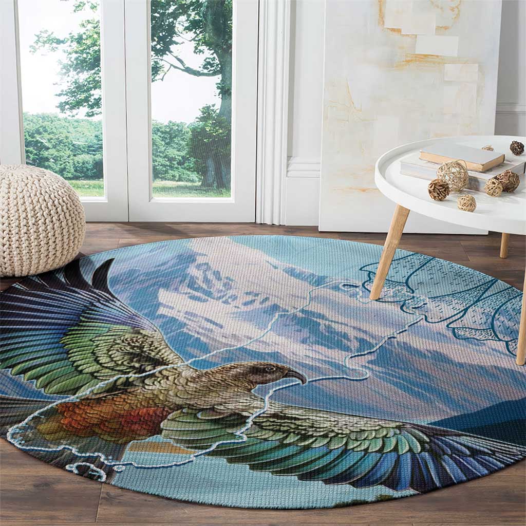 New Zealand South Island Round Carpet Te Waipounamu Aoraki Kea Bird LT14 - Polynesian Pride