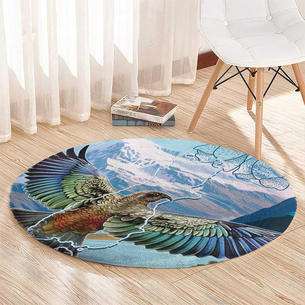 New Zealand South Island Round Carpet Te Waipounamu Aoraki Kea Bird LT14 - Polynesian Pride