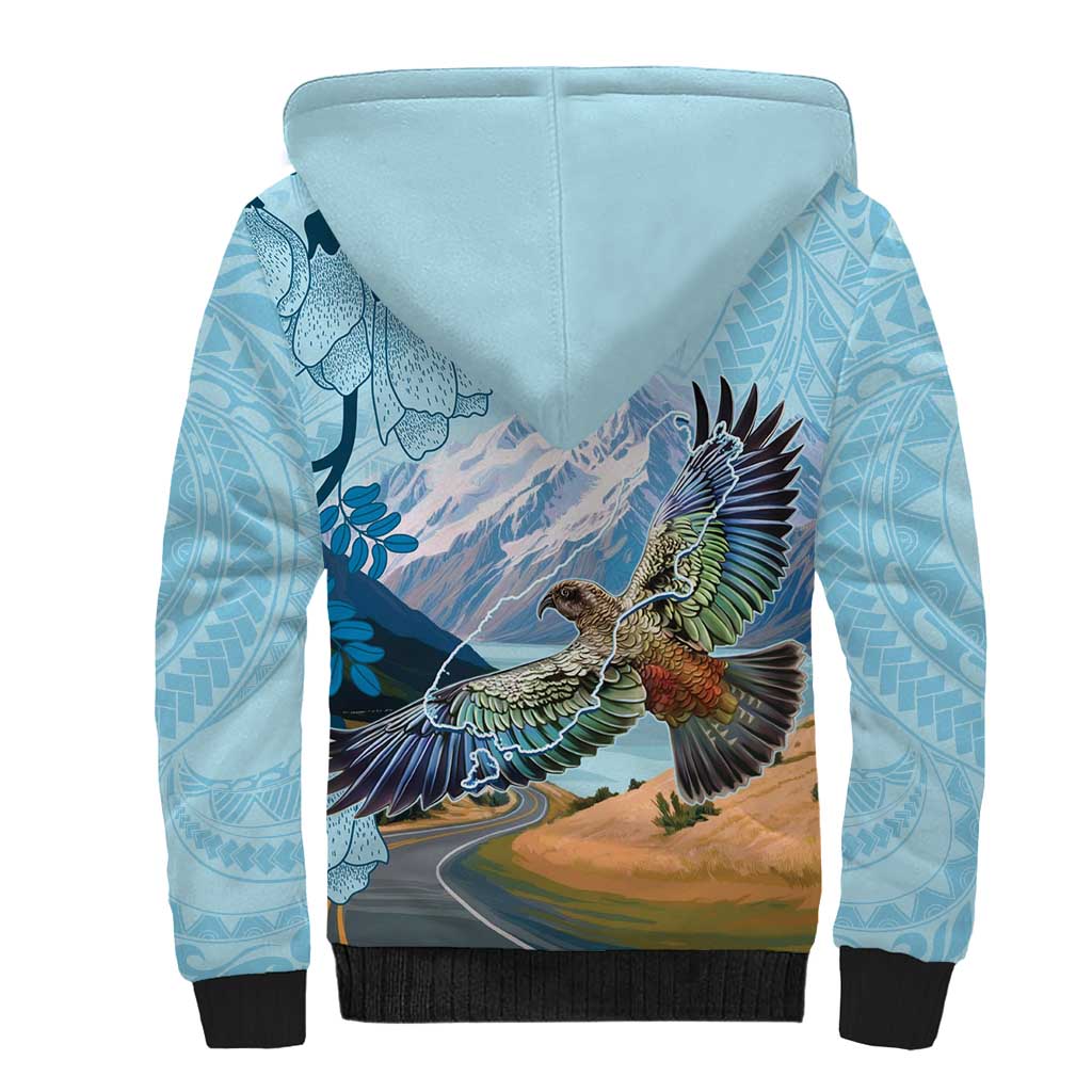 New Zealand South Island Sherpa Hoodie Te Waipounamu Aoraki Kea Bird LT14 - Polynesian Pride