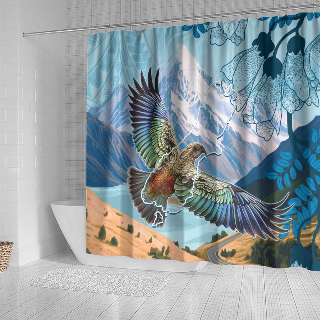 New Zealand South Island Shower Curtain Te Waipounamu Aoraki Kea Bird LT14 - Polynesian Pride