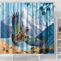 New Zealand South Island Shower Curtain Te Waipounamu Aoraki Kea Bird LT14 - Polynesian Pride