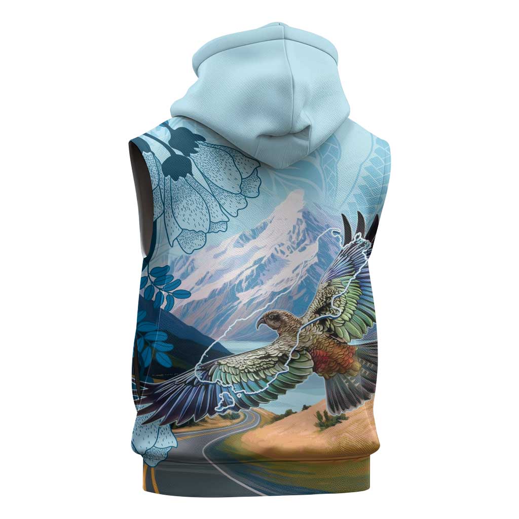 New Zealand South Island Sleeveless Hoodie Te Waipounamu Aoraki Kea Bird LT14 - Polynesian Pride