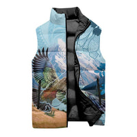 New Zealand South Island Sleeveless Puffer Jacket Te Waipounamu Aoraki Kea Bird LT14 - Polynesian Pride