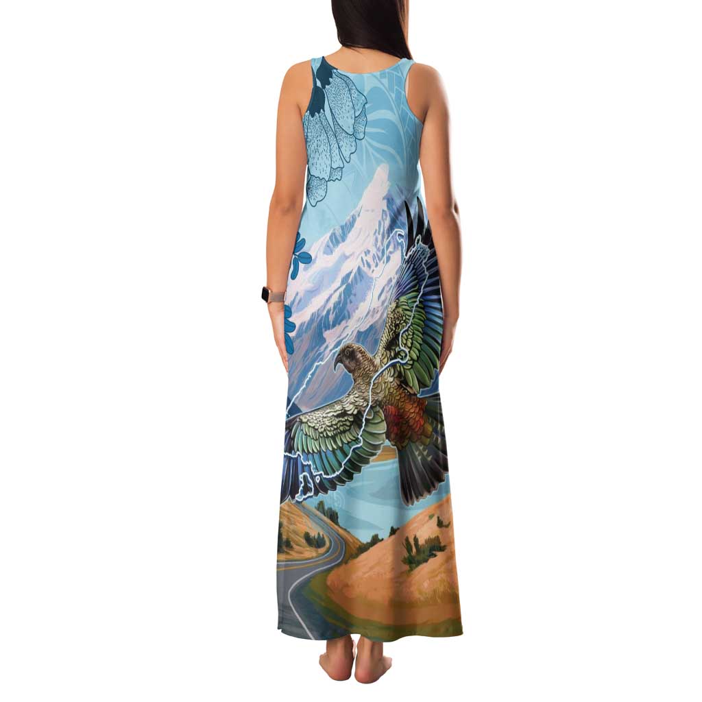 New Zealand South Island Tank Maxi Dress Te Waipounamu Aoraki Kea Bird LT14 - Polynesian Pride