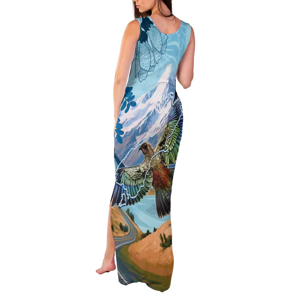 New Zealand South Island Tank Maxi Dress Te Waipounamu Aoraki Kea Bird LT14 - Polynesian Pride