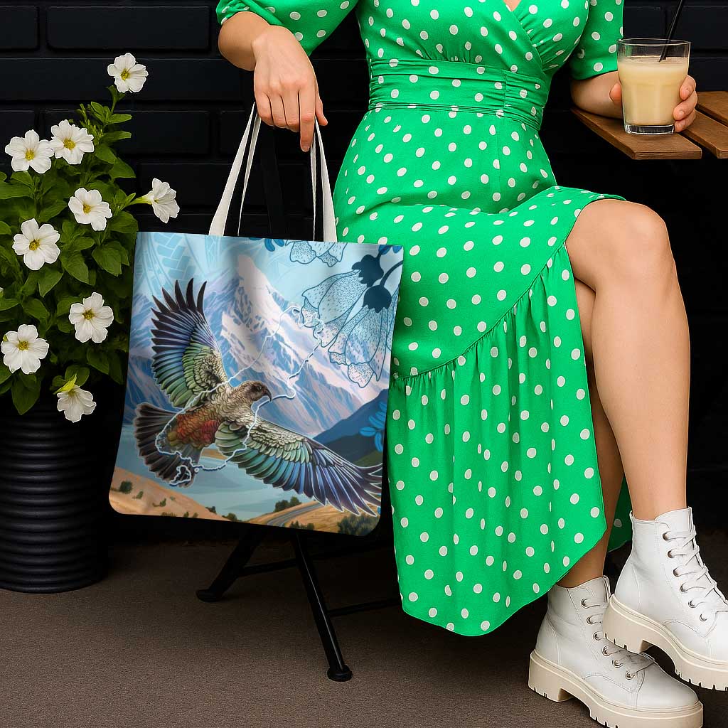 New Zealand South Island Tote Bag Te Waipounamu Aoraki Kea Bird LT14 - Polynesian Pride