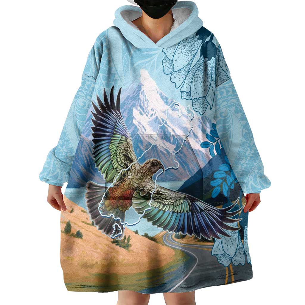 New Zealand South Island Wearable Blanket Hoodie Te Waipounamu Aoraki Kea Bird LT14 - Polynesian Pride