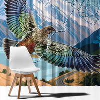 New Zealand South Island Window Curtain Te Waipounamu Aoraki Kea Bird LT14 - Polynesian Pride