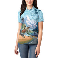 New Zealand South Island Women Polo Shirt Te Waipounamu Aoraki Kea Bird LT14 - Polynesian Pride