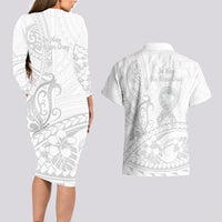 Polynesia Brain Cancer Awareness Couples Matching Long Sleeve Bodycon Dress and Hawaiian Shirt In May We Wear Grey LT14 - Polynesian Pride