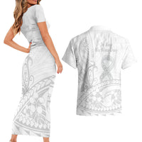 Polynesia Brain Cancer Awareness Couples Matching Short Sleeve Bodycon Dress and Hawaiian Shirt In May We Wear Grey LT14 - Polynesian Pride