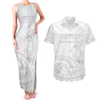 Polynesia Brain Cancer Awareness Couples Matching Tank Maxi Dress and Hawaiian Shirt In May We Wear Grey LT14 White - Polynesian Pride