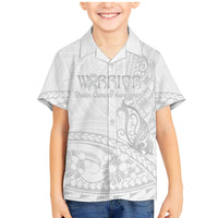 Polynesia Brain Cancer Awareness Family Matching Mermaid Dress and Hawaiian Shirt In May We Wear Grey LT14 Son's Shirt White - Polynesian Pride
