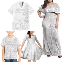 Polynesia Brain Cancer Awareness Family Matching Off Shoulder Maxi Dress and Hawaiian Shirt In May We Wear Grey LT14 - Polynesian Pride