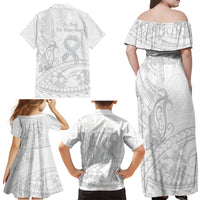 Polynesia Brain Cancer Awareness Family Matching Off Shoulder Maxi Dress and Hawaiian Shirt In May We Wear Grey LT14 - Polynesian Pride