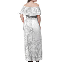 Polynesia Brain Cancer Awareness Family Matching Off Shoulder Maxi Dress and Hawaiian Shirt In May We Wear Grey LT14 - Polynesian Pride