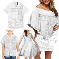 Polynesia Brain Cancer Awareness Family Matching Off Shoulder Short Dress and Hawaiian Shirt In May We Wear Grey LT14 - Polynesian Pride