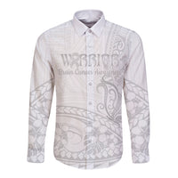 Polynesia Brain Cancer Awareness Long Sleeve Button Shirt In May We Wear Grey LT14 Unisex White - Polynesian Pride
