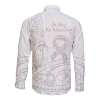 Polynesia Brain Cancer Awareness Long Sleeve Button Shirt In May We Wear Grey LT14 - Polynesian Pride
