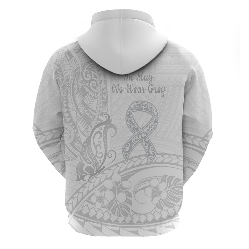 Polynesia Brain Cancer Awareness Zip Hoodie In May We Wear Grey
