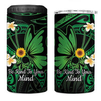 Polynesia Mental Health Awareness 4 in 1 Can Cooler Tumbler Green Ribbon Be Kind To Your Mind LT14 One Size: 16 oz Green - Polynesian Pride