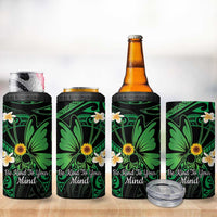 Polynesia Mental Health Awareness 4 in 1 Can Cooler Tumbler Green Ribbon Be Kind To Your Mind LT14 - Polynesian Pride