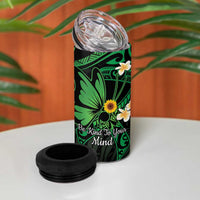 Polynesia Mental Health Awareness 4 in 1 Can Cooler Tumbler Green Ribbon Be Kind To Your Mind LT14 - Polynesian Pride
