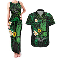 Polynesia Mental Health Awareness Couples Matching Tank Maxi Dress and Hawaiian Shirt Green Ribbon Be Kind To Your Mind LT14 Green - Polynesian Pride