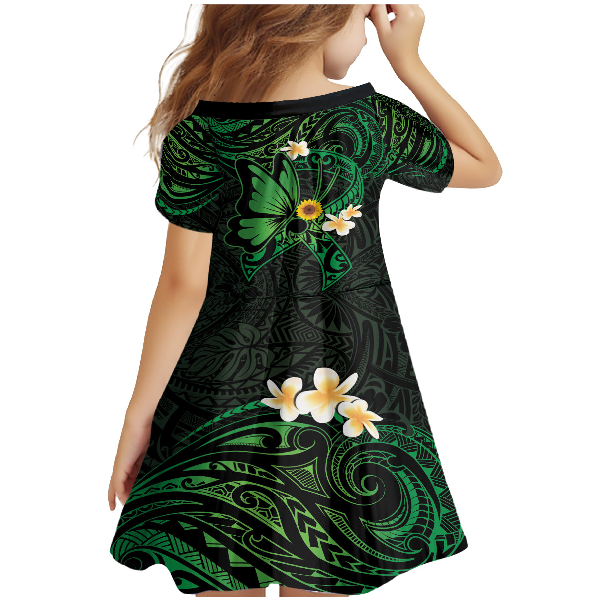 Polynesia Mental Health Awareness Family Matching Mermaid Dress and Hawaiian Shirt Green Ribbon Be Kind To Your Mind LT14 - Polynesian Pride