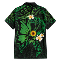 Polynesia Mental Health Awareness Family Matching Off The Shoulder Long Sleeve Dress and Hawaiian Shirt Green Ribbon Be Kind To Your Mind LT14 - Polynesian Pride