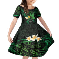 Polynesia Mental Health Awareness Family Matching Puletasi and Hawaiian Shirt Green Ribbon Be Kind To Your Mind LT14 Daughter's Dress Green - Polynesian Pride