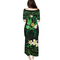 Polynesia Mental Health Awareness Family Matching Puletasi and Hawaiian Shirt Green Ribbon Be Kind To Your Mind LT14 - Polynesian Pride