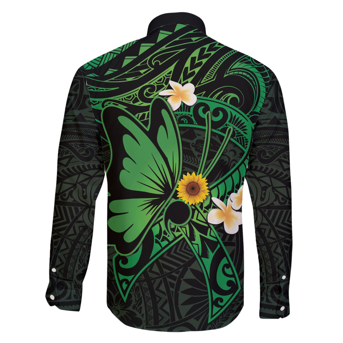 Polynesia Mental Health Awareness Family Matching Short Sleeve Bodycon Dress and Hawaiian Shirt Green Ribbon Be Kind To Your Mind LT14 - Polynesian Pride
