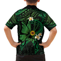 Polynesia Mental Health Awareness Family Matching Summer Maxi Dress and Hawaiian Shirt Green Ribbon Be Kind To Your Mind LT14 - Polynesian Pride