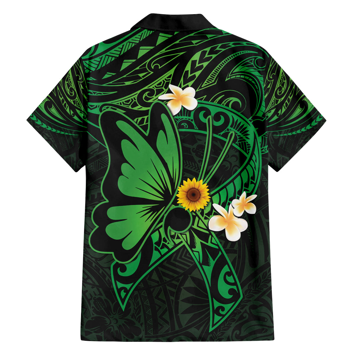 Polynesia Mental Health Awareness Family Matching Summer Maxi Dress and Hawaiian Shirt Green Ribbon Be Kind To Your Mind LT14 - Polynesian Pride