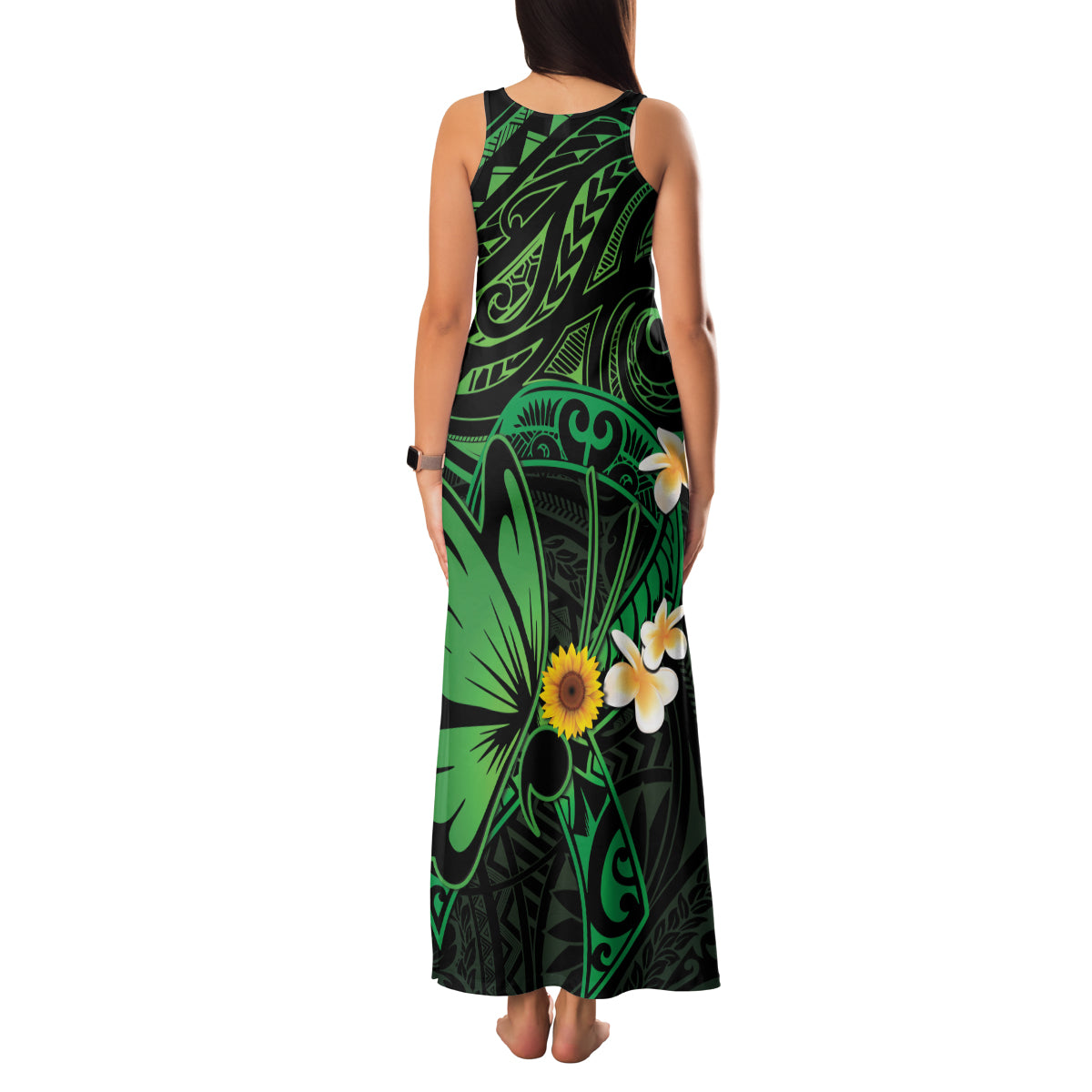 Polynesia Mental Health Awareness Family Matching Tank Maxi Dress and Hawaiian Shirt Green Ribbon Be Kind To Your Mind LT14 - Polynesian Pride