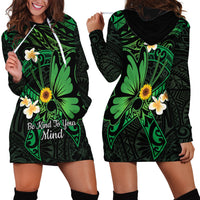 Polynesia Mental Health Awareness Hoodie Dress Green Ribbon Be Kind To Your Mind LT14 - Polynesian Pride