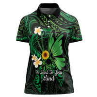 Polynesia Mental Health Awareness Women Polo Shirt Green Ribbon Be Kind To Your Mind LT14 Female Green - Polynesian Pride