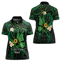 Polynesia Mental Health Awareness Women Polo Shirt Green Ribbon Be Kind To Your Mind LT14 - Polynesian Pride