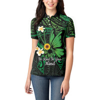 Polynesia Mental Health Awareness Women Polo Shirt Green Ribbon Be Kind To Your Mind LT14 - Polynesian Pride