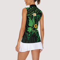 Polynesia Mental Health Awareness Women Sleeveless Polo Shirt Green Ribbon Be Kind To Your Mind LT14 - Polynesian Pride