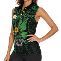 Polynesia Mental Health Awareness Women Sleeveless Polo Shirt Green Ribbon Be Kind To Your Mind LT14 - Polynesian Pride
