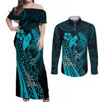 Polynesia World Ovarian Cancer Day Couples Matching Off Shoulder Maxi Dress and Long Sleeve Button Shirt You Matter Polynesian Women LT14 Teal - Polynesian Pride