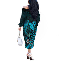 Polynesia World Ovarian Cancer Day Off The Shoulder Long Sleeve Dress You Matter Polynesian Women LT14 - Polynesian Pride