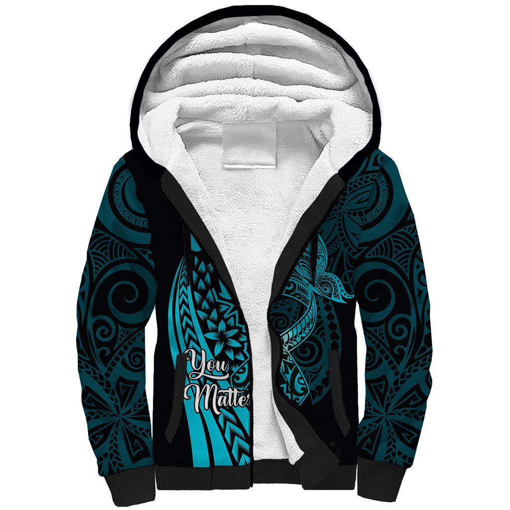 Polynesia World Ovarian Cancer Day Sherpa Hoodie You Matter Polynesian Women LT14 Unisex Teal - Polynesian Pride