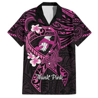 Polynesia Breast Cancer Awareness Family Matching Summer Maxi Dress and Hawaiian Shirt Pink Ribbon No One Fights Alone - Black LT14 Dad's Shirt - Short Sleeve Black - Polynesian Pride