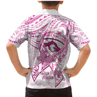 Polynesia Breast Cancer Awareness Family Matching Mermaid Dress and Hawaiian Shirt Pink Ribbon No One Fights Alone - White LT14 - Polynesian Pride
