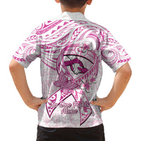Polynesia Breast Cancer Awareness Family Matching Summer Maxi Dress and Hawaiian Shirt Pink Ribbon No One Fights Alone - White LT14 - Polynesian Pride