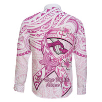 Polynesia Breast Cancer Awareness Family Matching Tank Maxi Dress and Hawaiian Shirt Pink Ribbon No One Fights Alone - White LT14 - Polynesian Pride