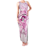 Polynesia Breast Cancer Awareness Family Matching Tank Maxi Dress and Hawaiian Shirt Pink Ribbon No One Fights Alone - White LT14 Mom's Dress White - Polynesian Pride